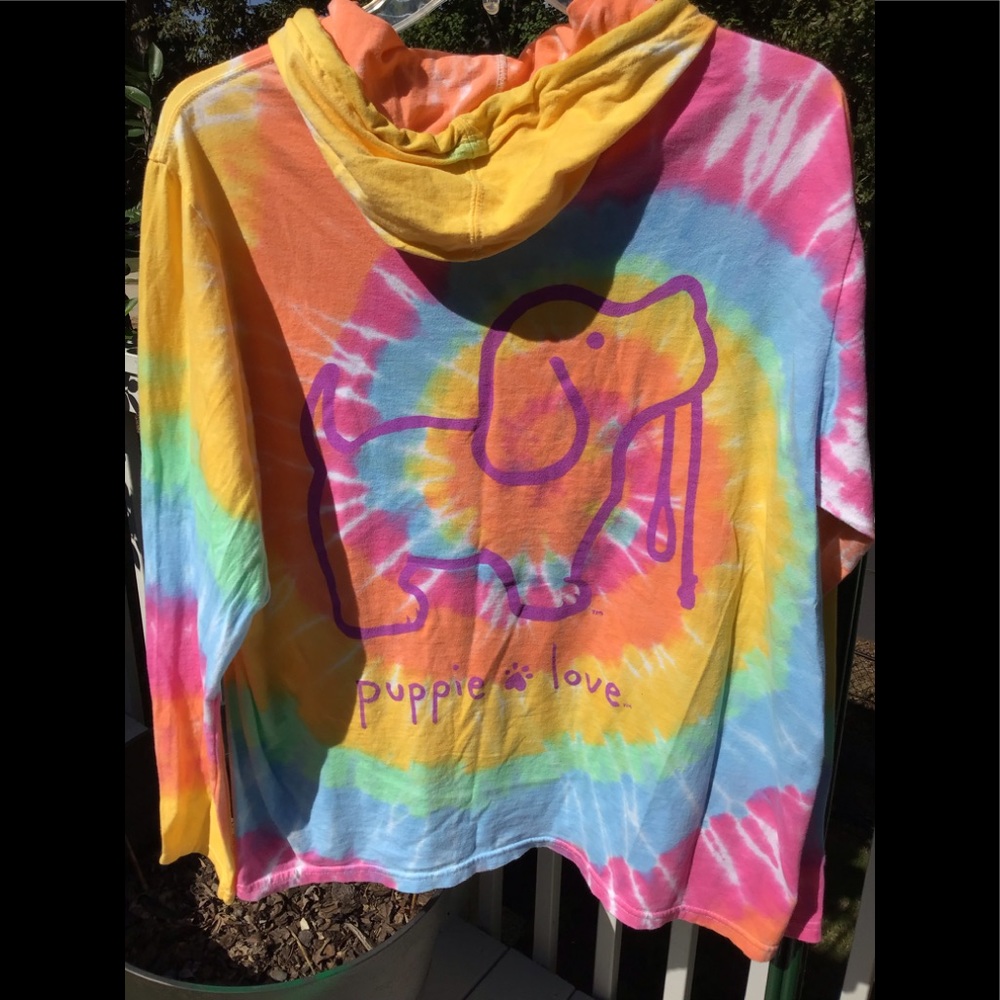 Dyenomite long sleeve tie dye hoodie shirt size M